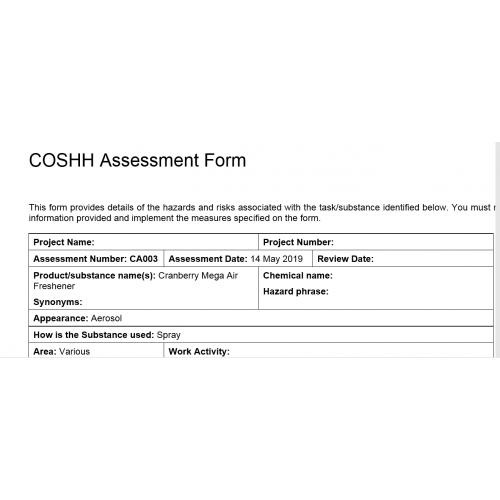 Furniture Polish COSHH Assessment 