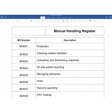 Manual Handling Register in word format
