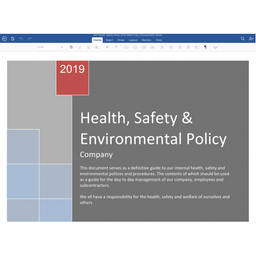 Health, Safety & Environment Policy in word format